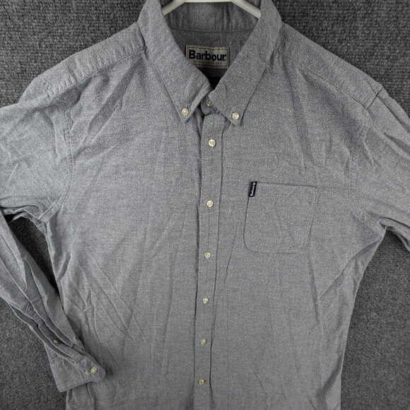 Barbour Tailored Fit Us Size Medium Blue Long Sleeve Button Up Shirt Pocket Logo - Picture 2 of 13
